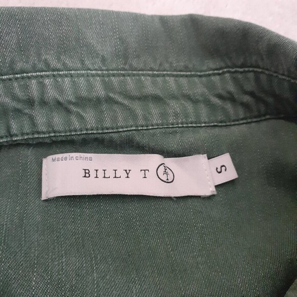Billy T Women's Size S Pine Green City 2-way Collared Button Up Lyocell Dress - Picture 4 of 10